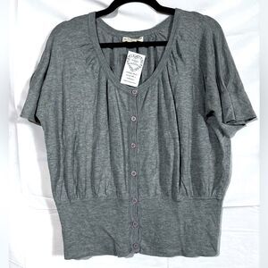 If it were me Gray Cardigan Short Sleeve Small
